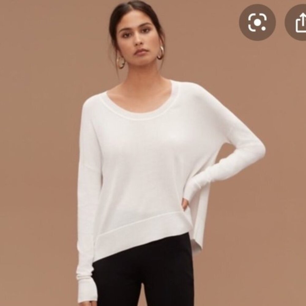ARITZIA | Wilfred Librement Thin Knit Assymetrical Sweater Rayon White XS